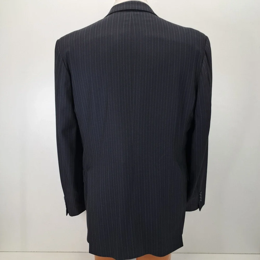 Tom James Executive Collection 42L Blue Pinstripe Two Piece Suit Set Men's